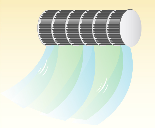 クロスフローファンはつつのような形をしている